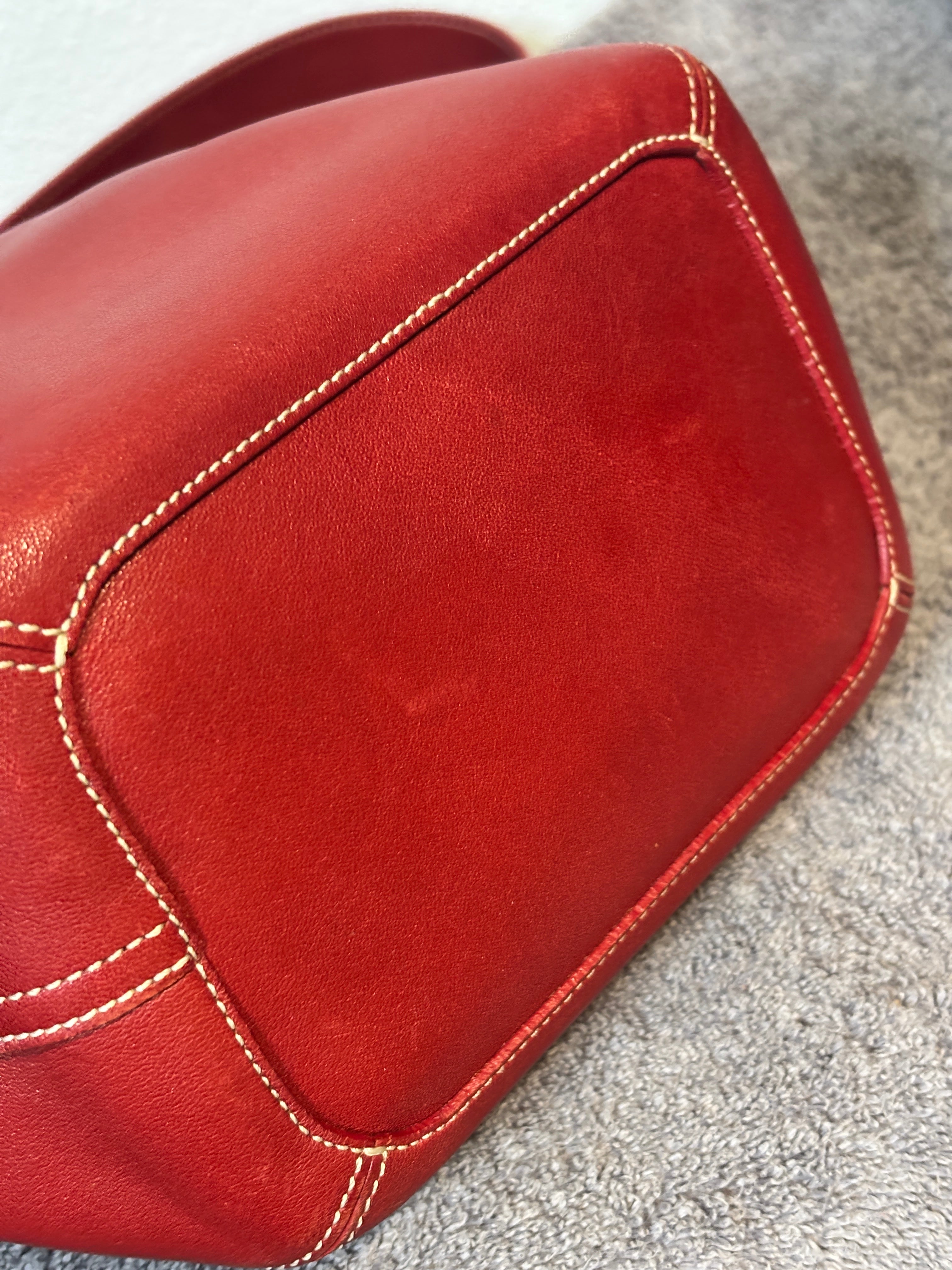 Vintage Coach Red Small Duffle Sac 9186 Soft Leather Bucket Crossbody Bag