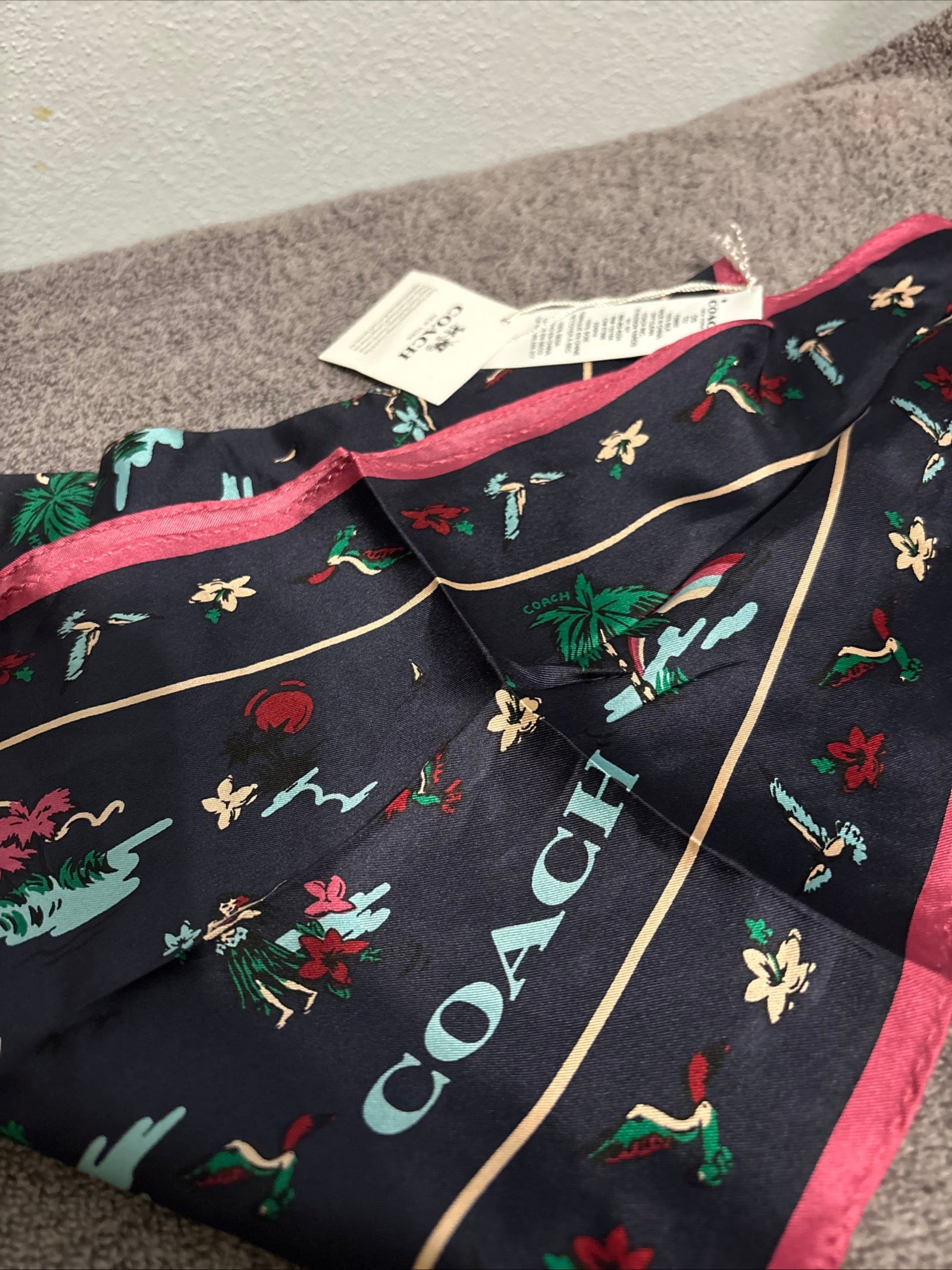Coach Midnight Navy Satin Scarf