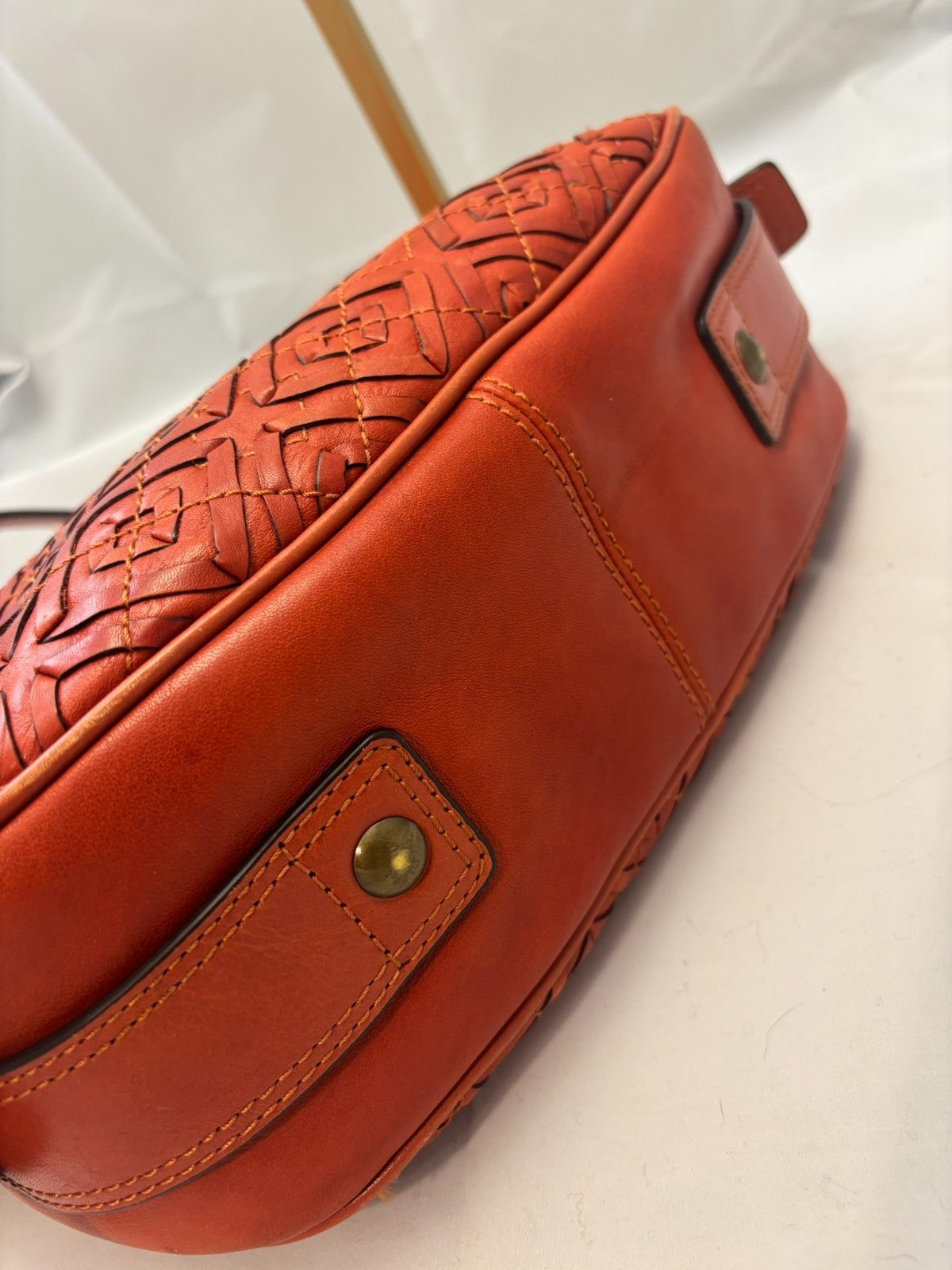 Coach Zoe Woven Leather Burnt Orange