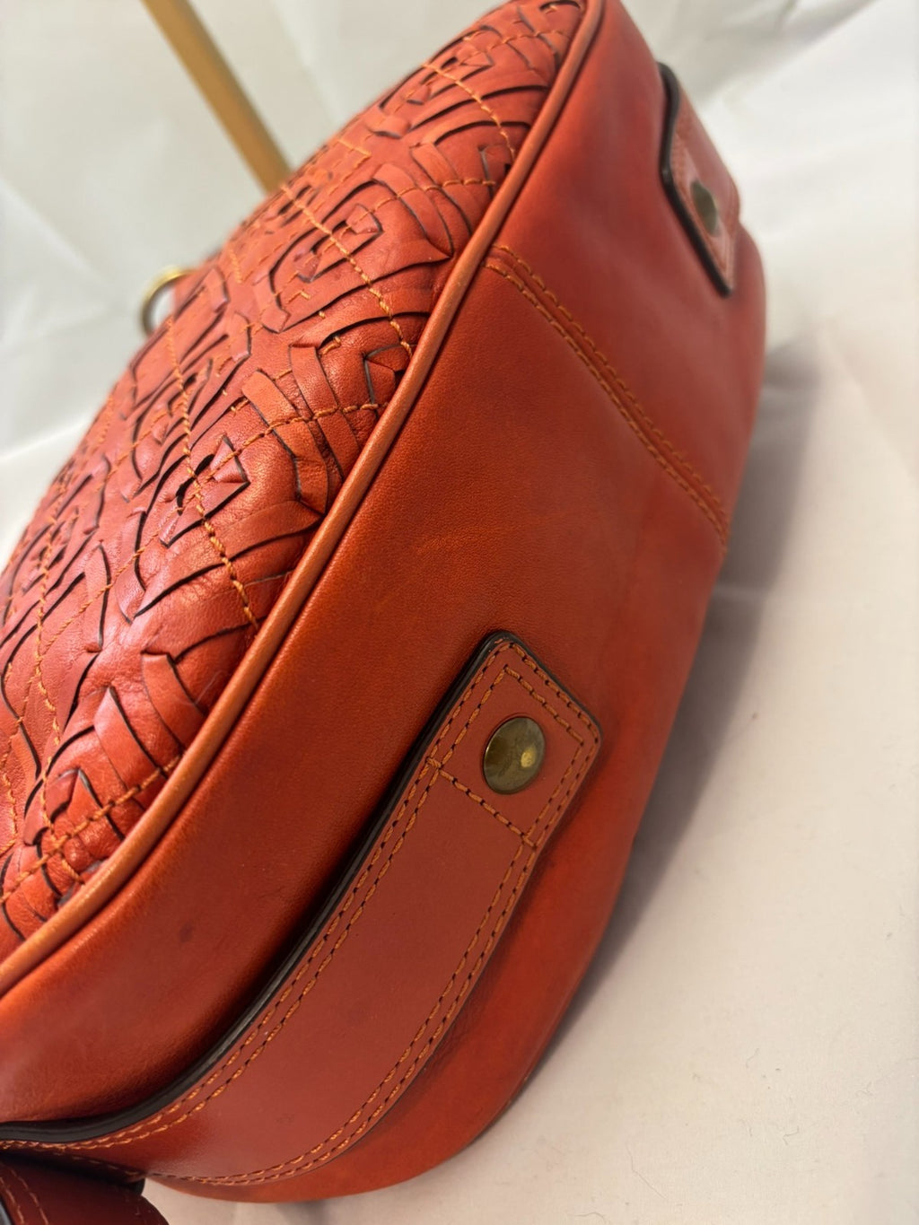 Coach Zoe Woven Leather Burnt Orange