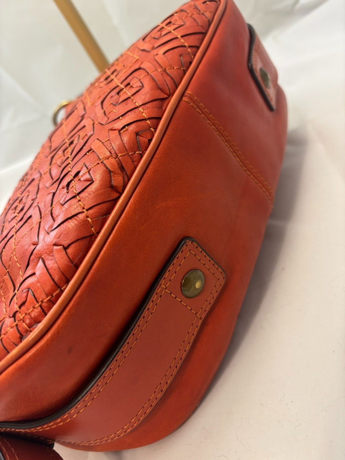 Coach Zoe Woven Leather Burnt Orange