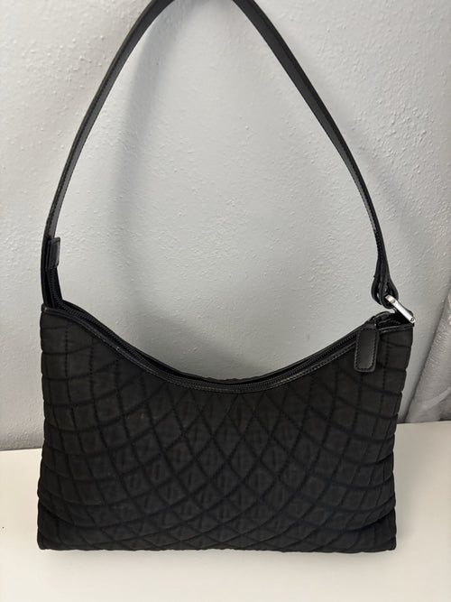 Bally Black Quilted Nylon Leather Handle Shoulder bag