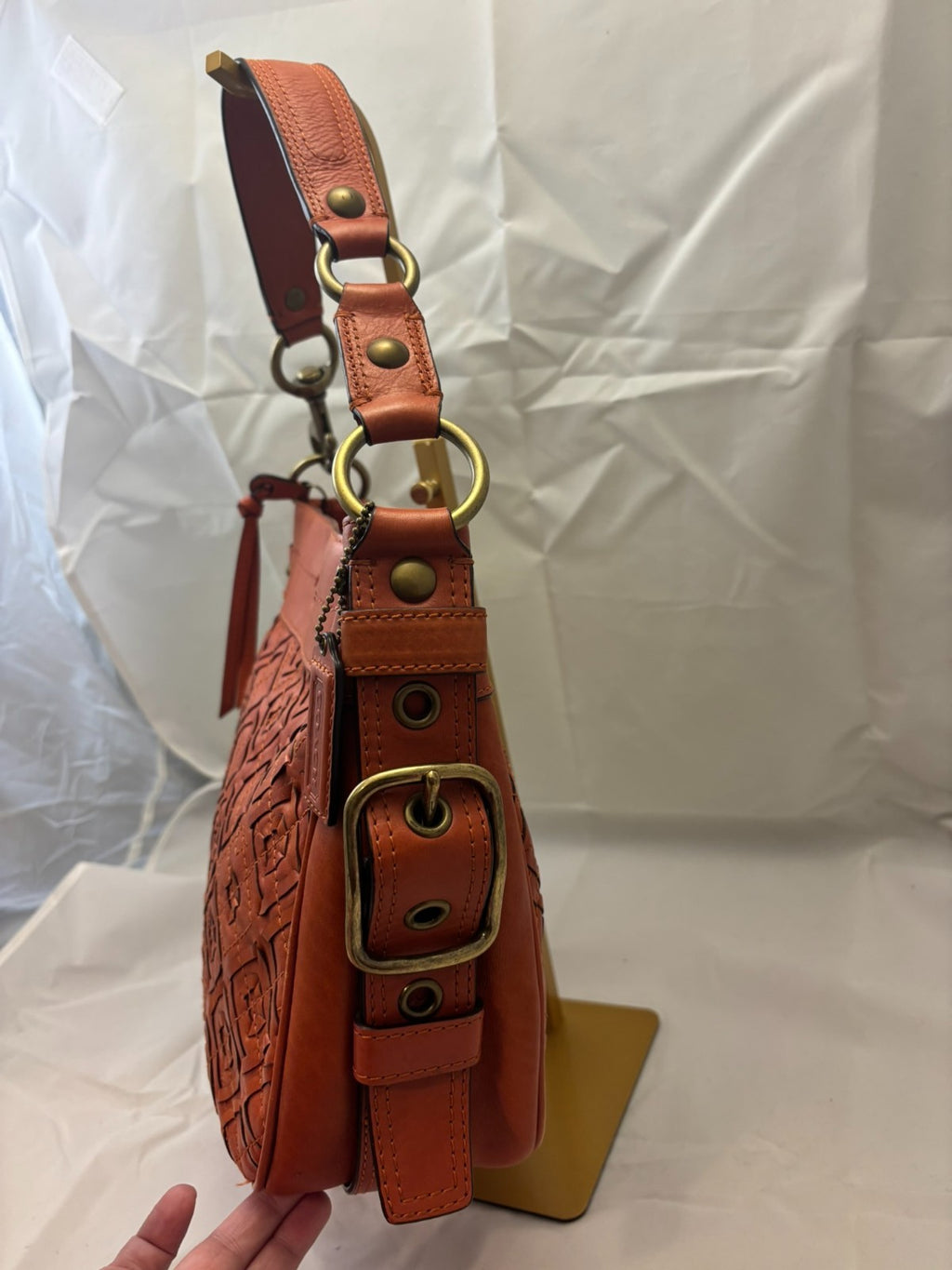 Coach Zoe Woven Leather Burnt Orange