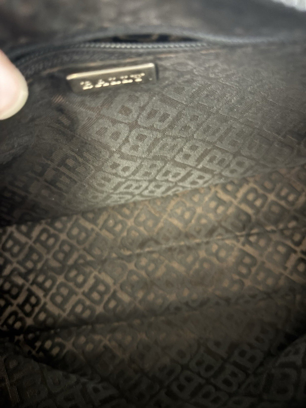 Bally Black Quilted Nylon Leather Handle Shoulder bag