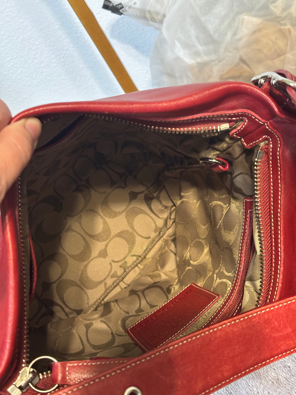 Vintage Coach Red Small Duffle Sac 9186 Soft Leather Bucket Crossbody Bag