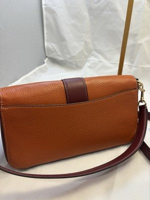 COACH GEORGIE SIG. COLORBLOCK ORANGE RED LEATHER CROSSBODY BAG