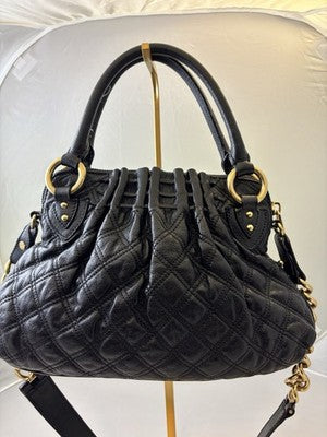 Marc Jacobs Cecilia Black Quilted Leather Satchel Crossbody Bag