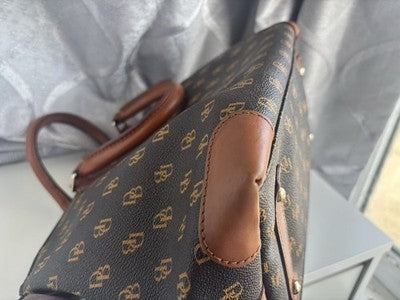 Dooney & Bourke Brown Monogram Leather Satchel -FREE SHIPPING!!