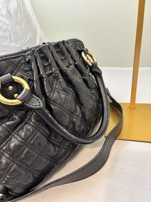 Marc Jacobs Cecilia Black Quilted Leather Satchel Crossbody Bag