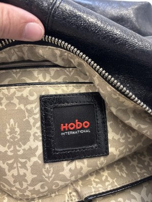 HOBO INTERNATIONAL BLACK POLISHED LEATHER HOBO BAG! FREE SHIPPING!!