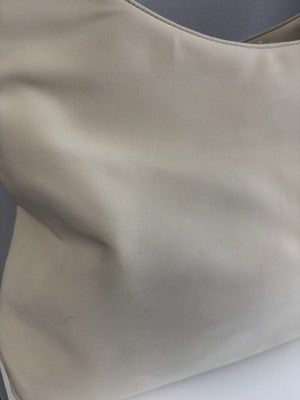 SALVATORE FERRAGAMO WHITE Canvas LEATHER Trim HOBO SHOULDER BAG Needs TLC