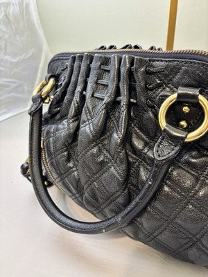 Marc Jacobs Cecilia Black Quilted Leather Satchel Crossbody Bag