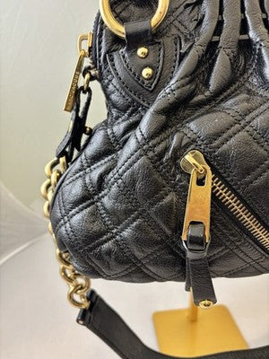 Marc Jacobs Cecilia Black Quilted Leather Satchel Crossbody Bag