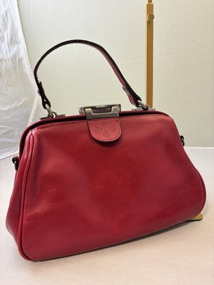 PATRICIA NASH RED LEATHER GRACCHI FRAME BAG-FREE SHIPPING!!