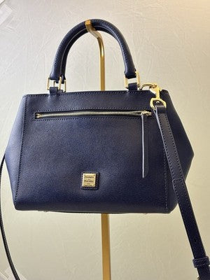 DOONEY & BOURKE BLUE SAFFIANO LEATHER MINI SATCHEL-FREE SHIPPING!!