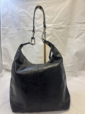 HOBO INTERNATIONAL BLACK POLISHED LEATHER HOBO BAG! FREE SHIPPING!!