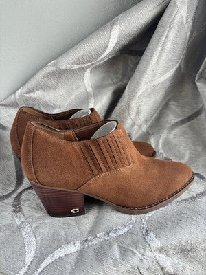 Coach Perri Suede Booties – Brown – Size 8 – New Condition