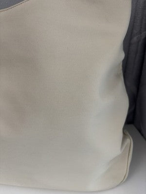 SALVATORE FERRAGAMO WHITE Canvas LEATHER Trim HOBO SHOULDER BAG Needs TLC