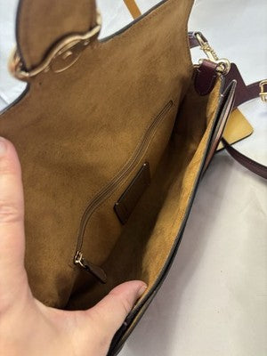 COACH GEORGIE SIG. COLORBLOCK ORANGE RED LEATHER CROSSBODY BAG
