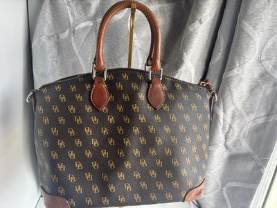 Dooney & Bourke Brown Monogram Leather Satchel -FREE SHIPPING!!