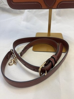 COACH GEORGIE SIG. COLORBLOCK ORANGE RED LEATHER CROSSBODY BAG