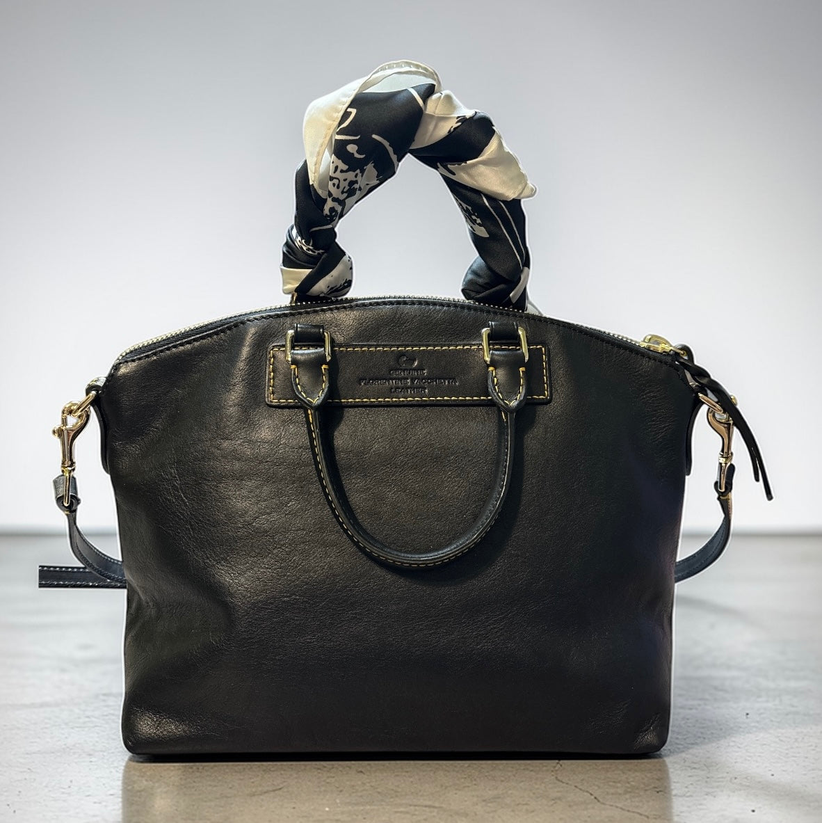 Dooney & Bourke Black Vachetta Florentine Top Handle Bag