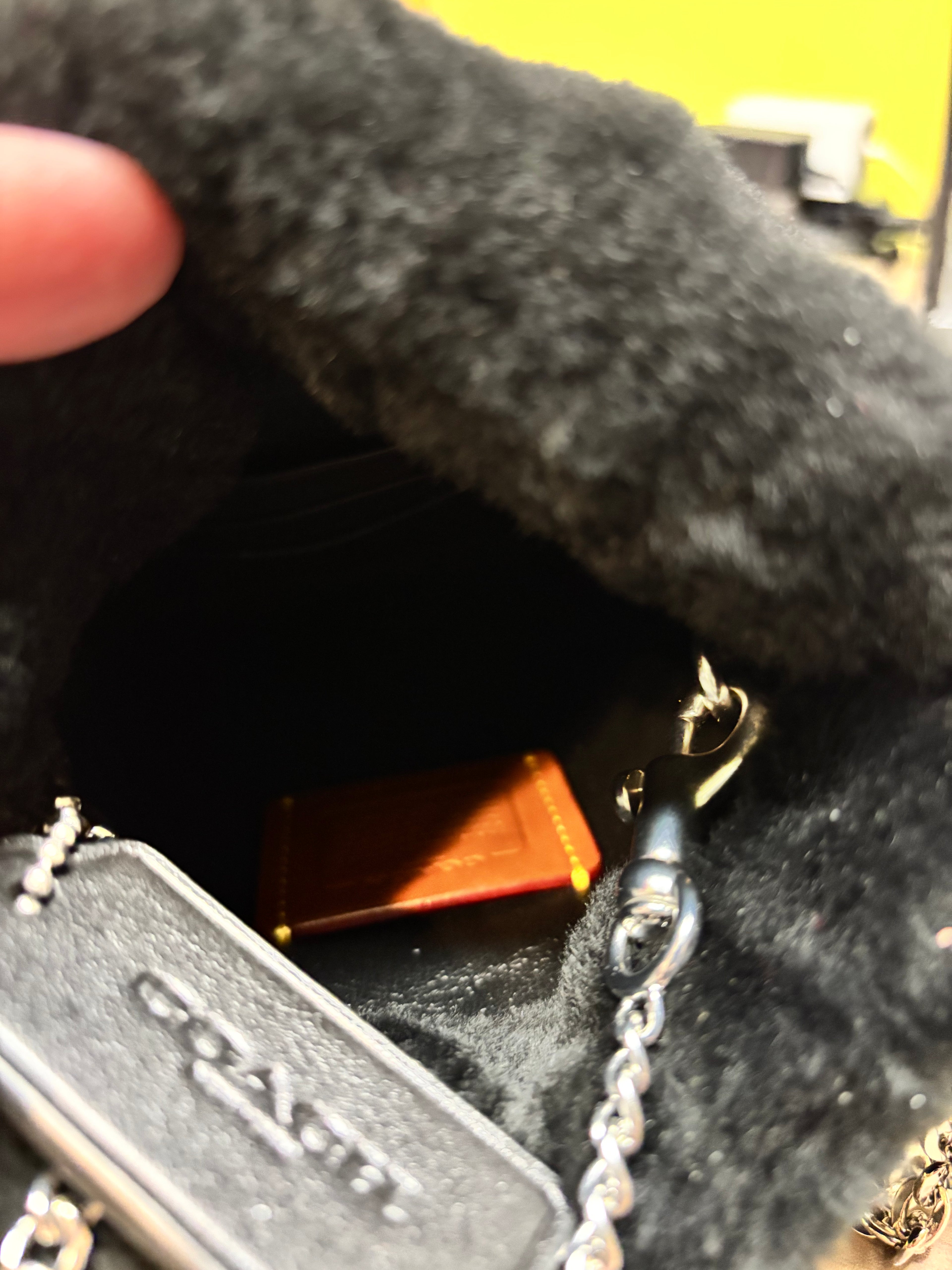 Coach Black Shearling Drawstring Bag