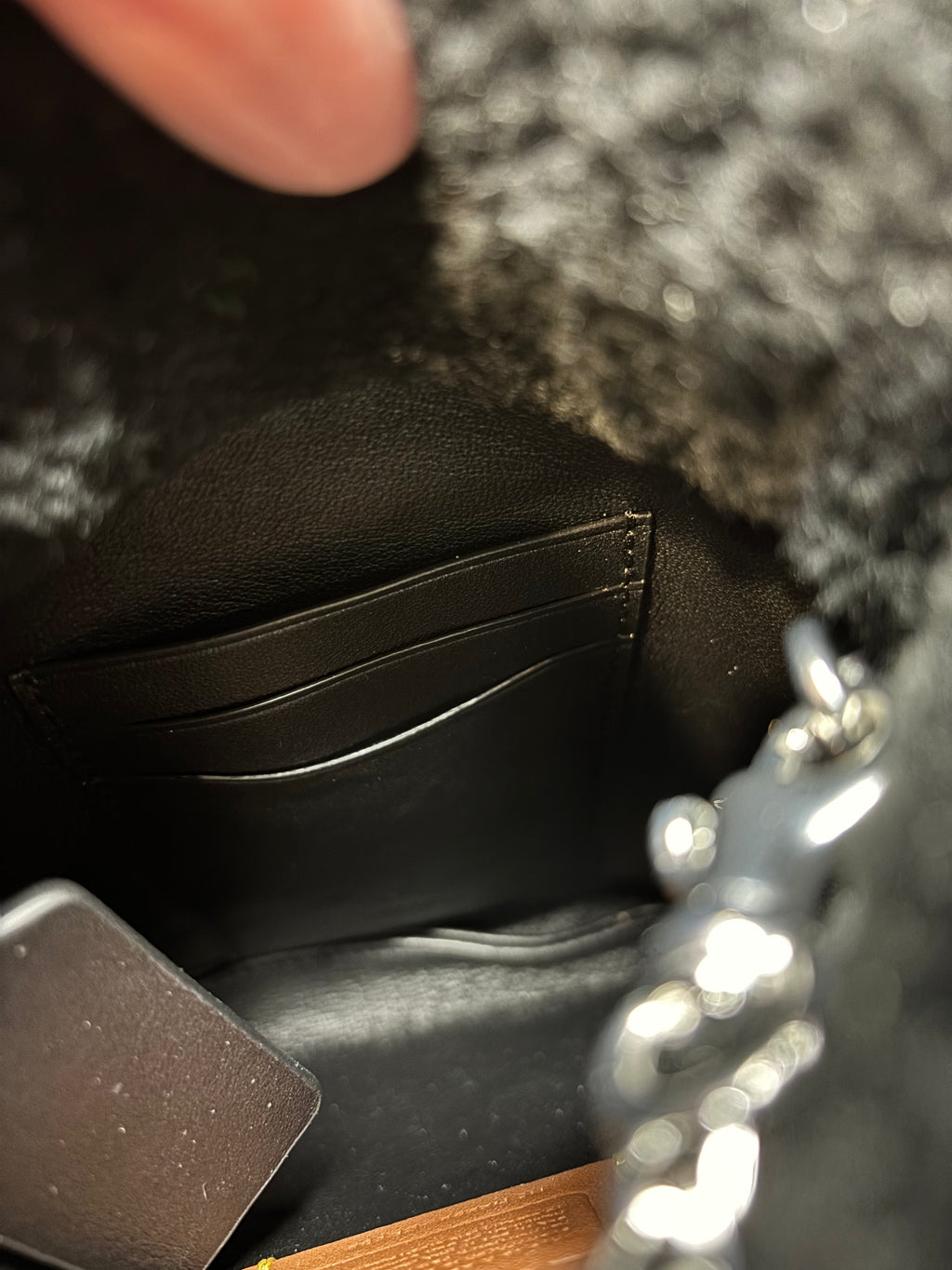 Coach Black Shearling Drawstring Bag