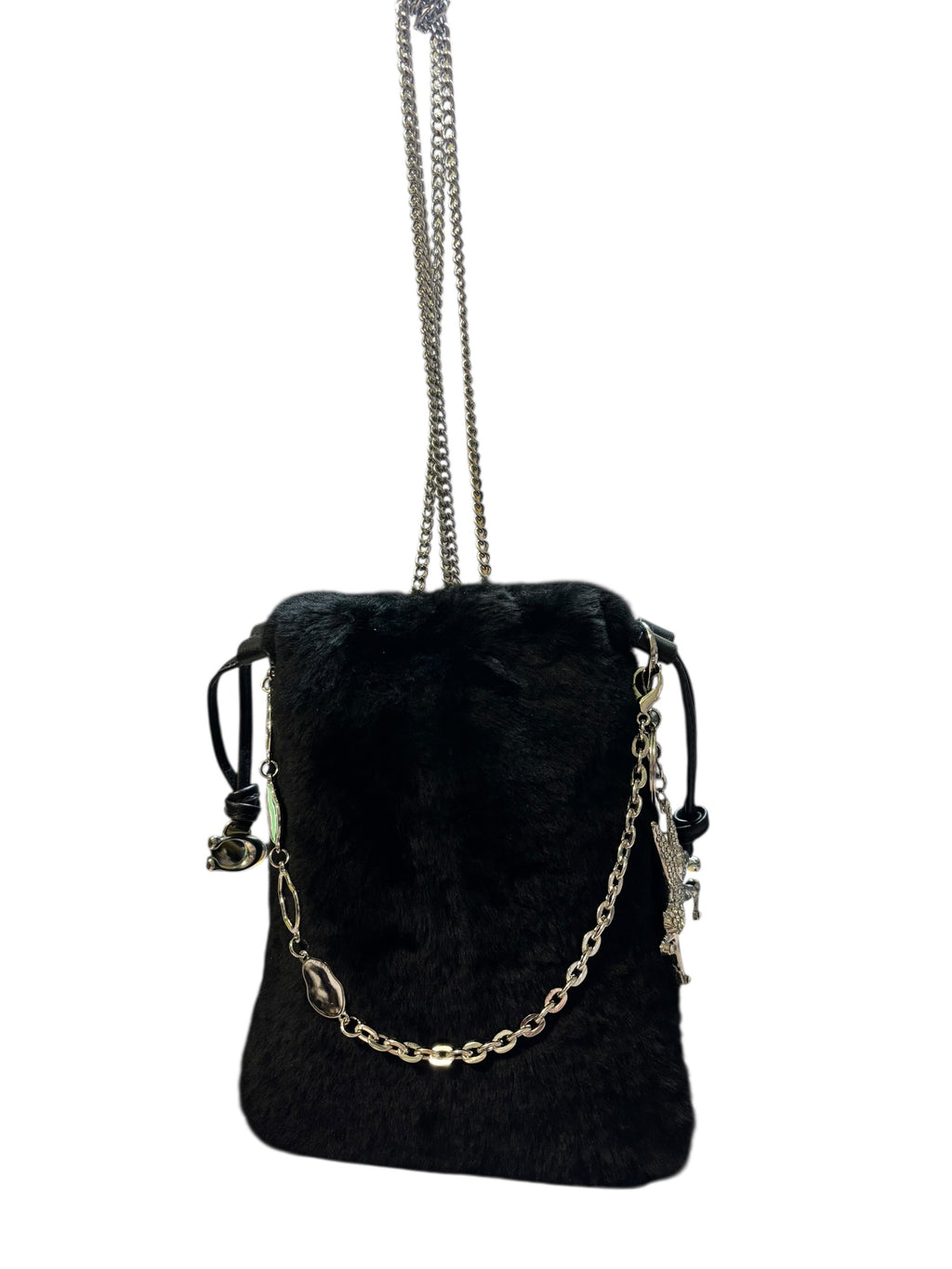 Coach Black Shearling Drawstring Bag