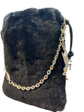 Coach Black Shearling Drawstring Bag