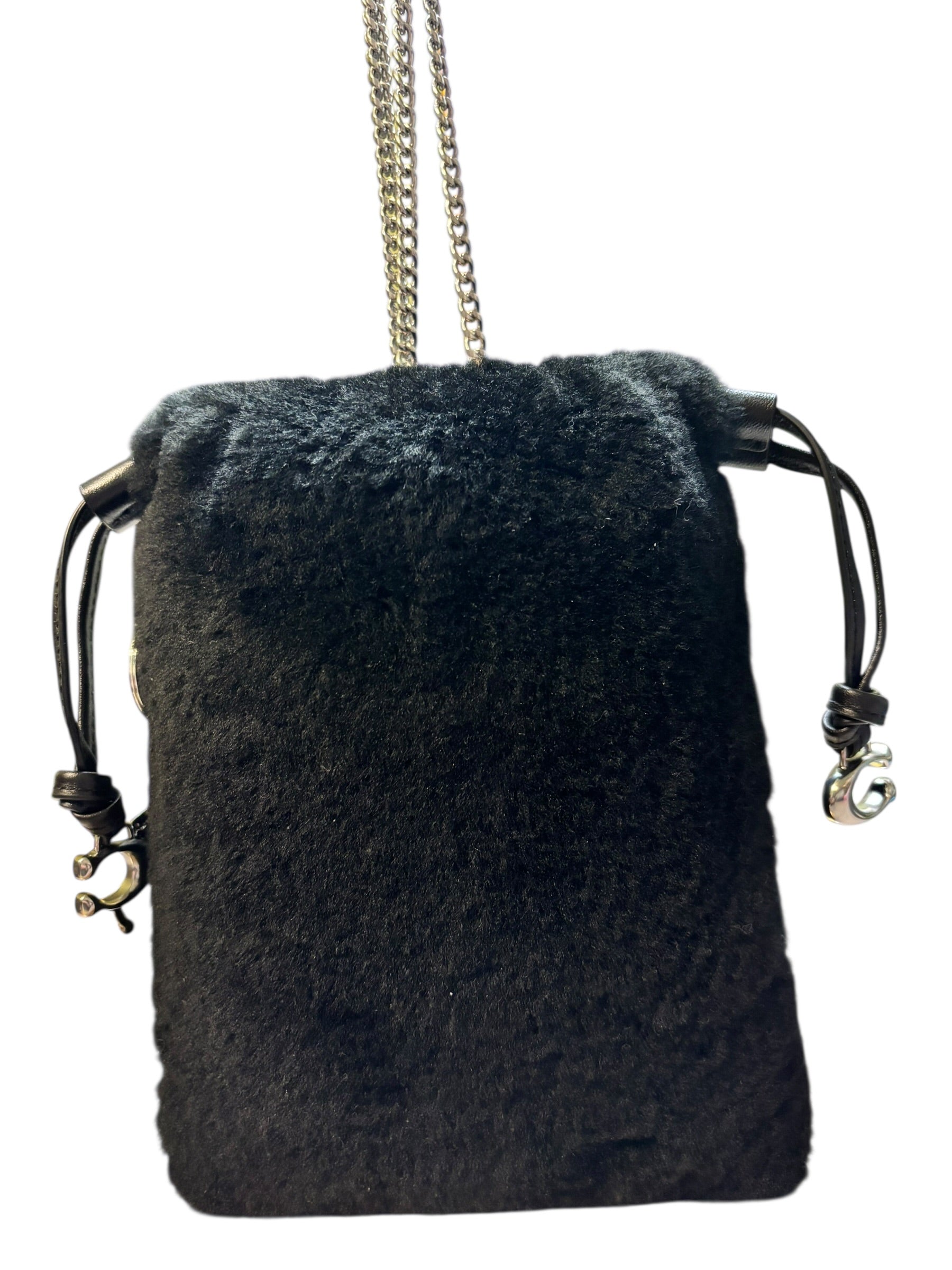 Coach Black Shearling Drawstring Bag