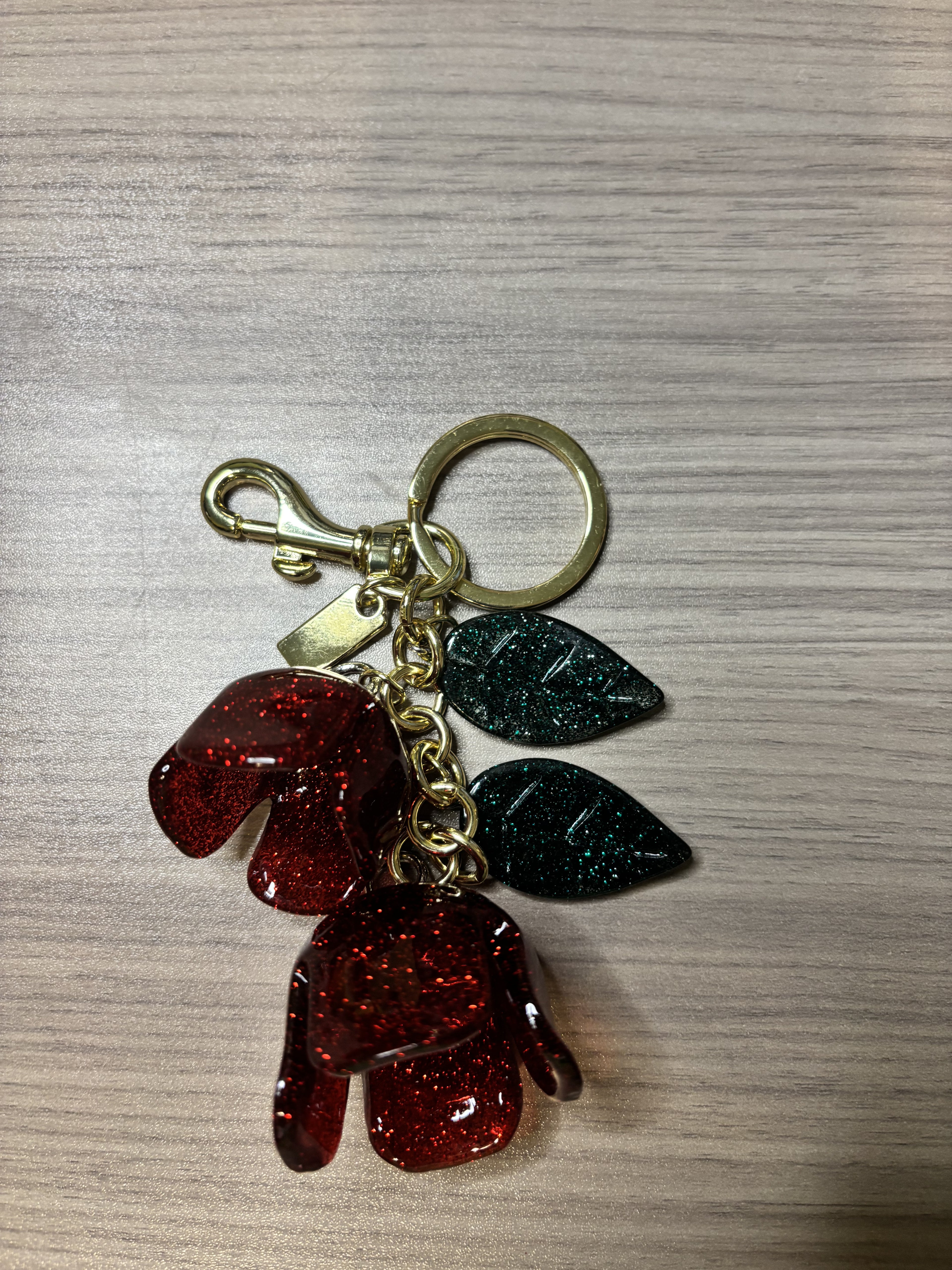 Floral Purse Charms in Green, Pink or Red with Gold or Silver Tone Hardware