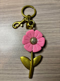 Flower Purse Charms in Pink or Black with Gold Tone Hardware
