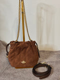 Coach Faye Mini Quilted Suede Drawstring Bag in Maple – New without Tags