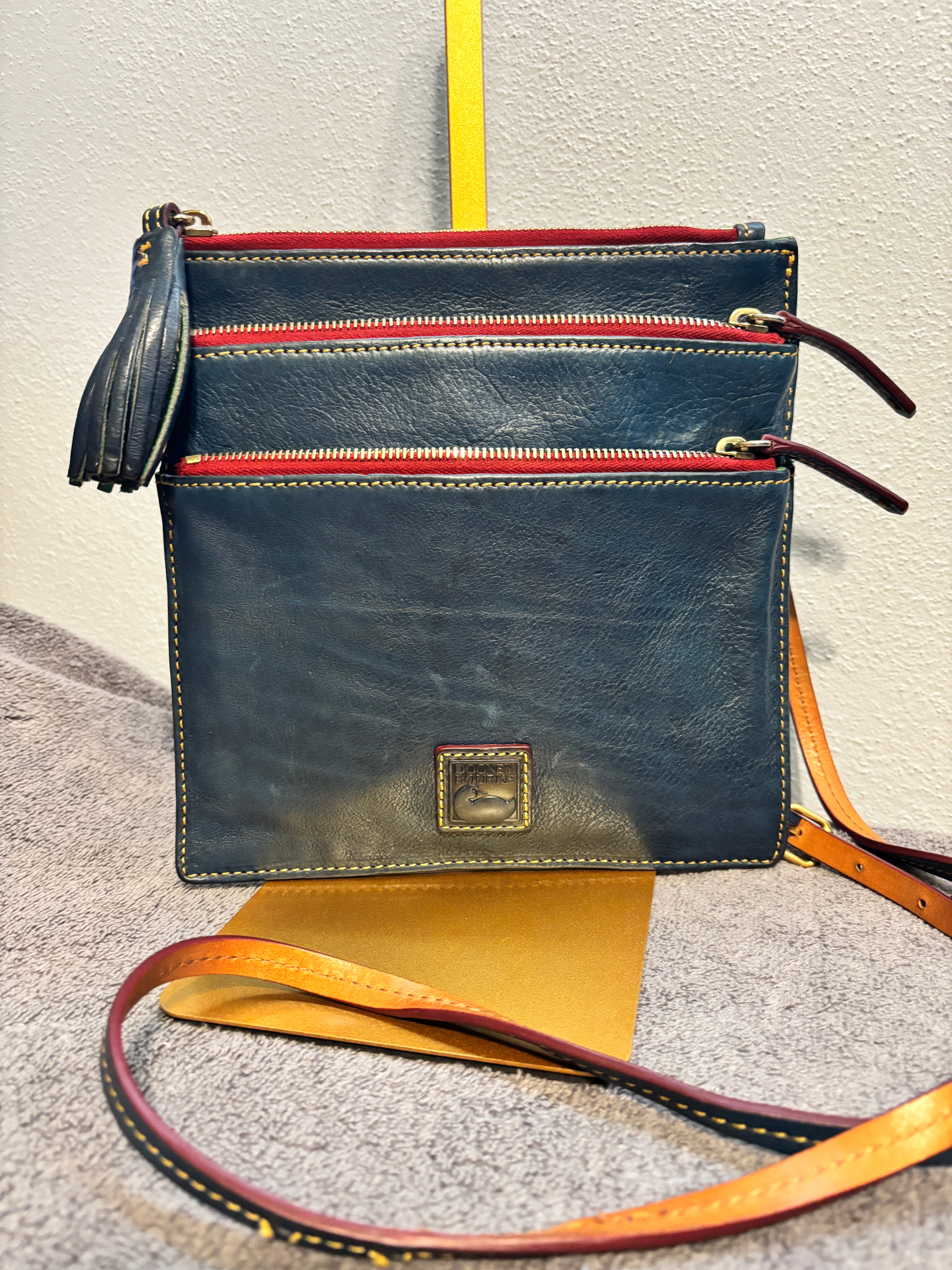 Dooney & Bourke Teal Florentine Triple Zip Shoulder Bag