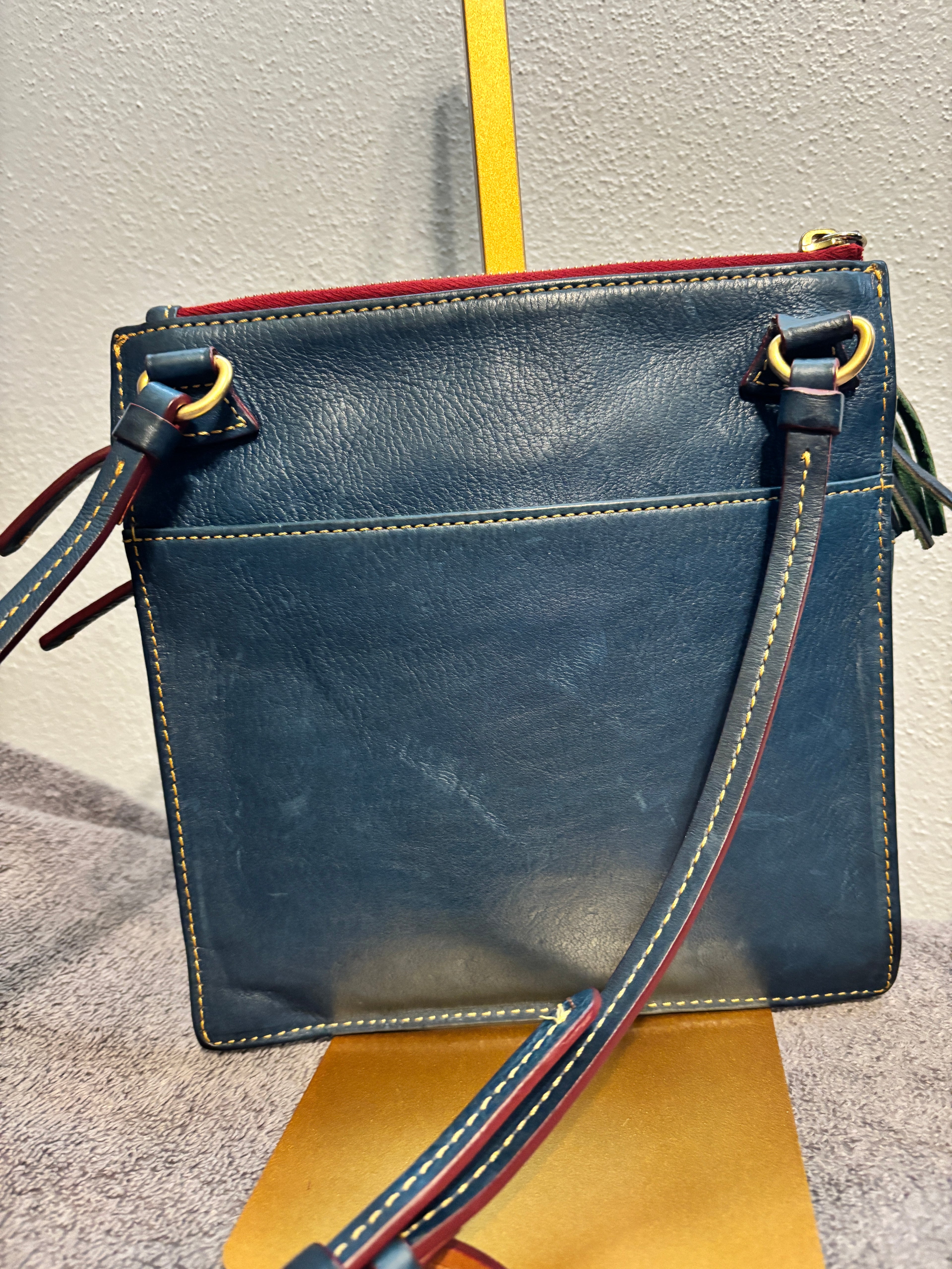 Dooney & Bourke Teal Florentine Triple Zip Shoulder Bag