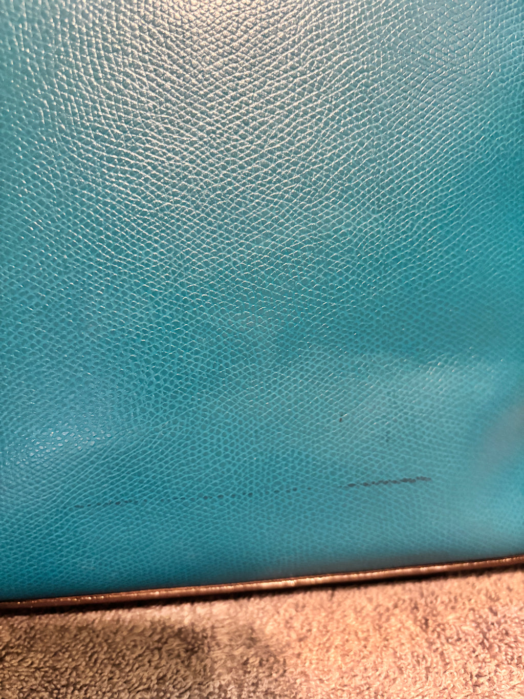 Dooney & Bourke Teal Leather Zip Shoulder Bag Brown Trim