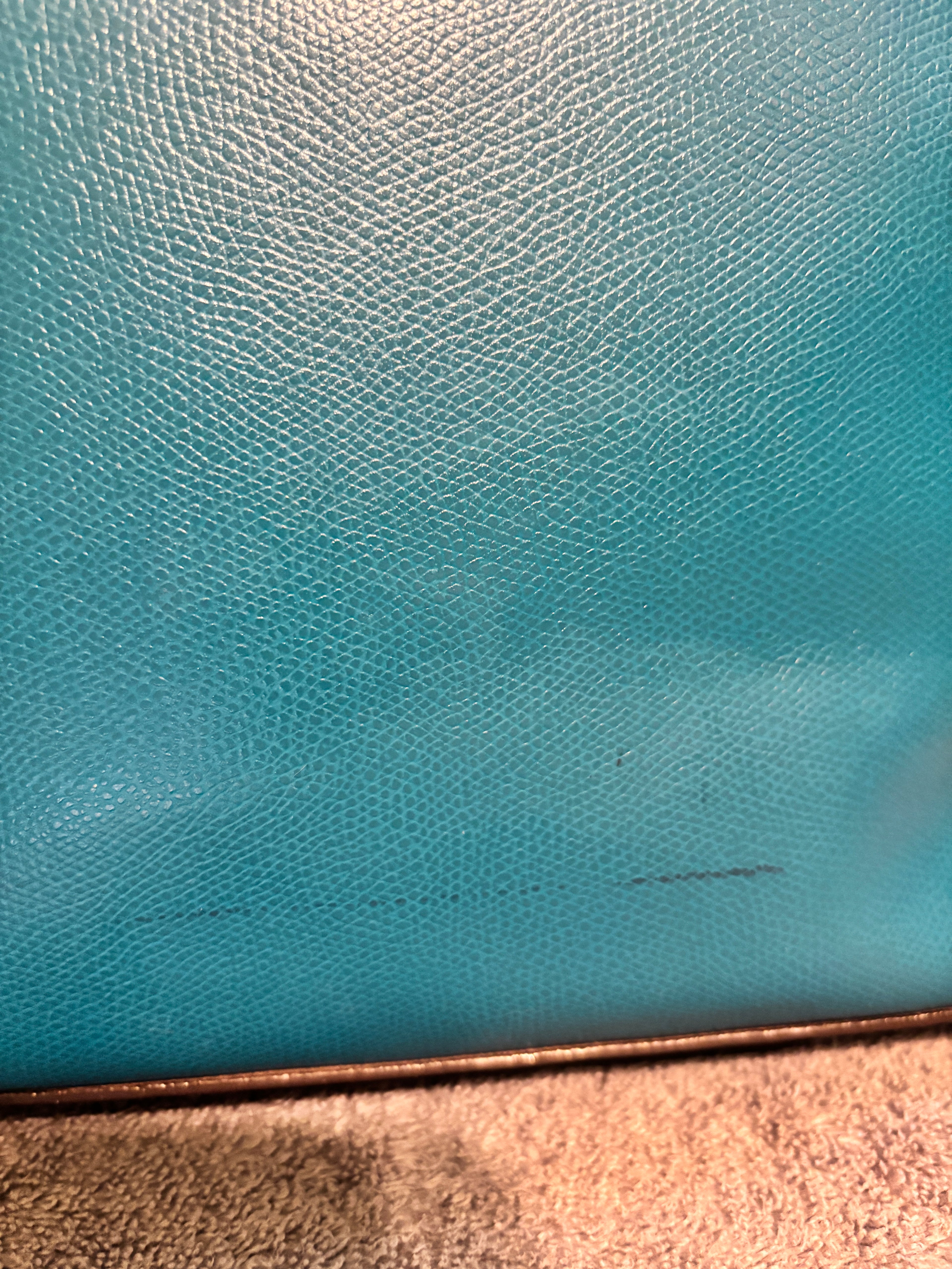 Dooney & Bourke Teal Leather Zip Shoulder Bag Brown Trim