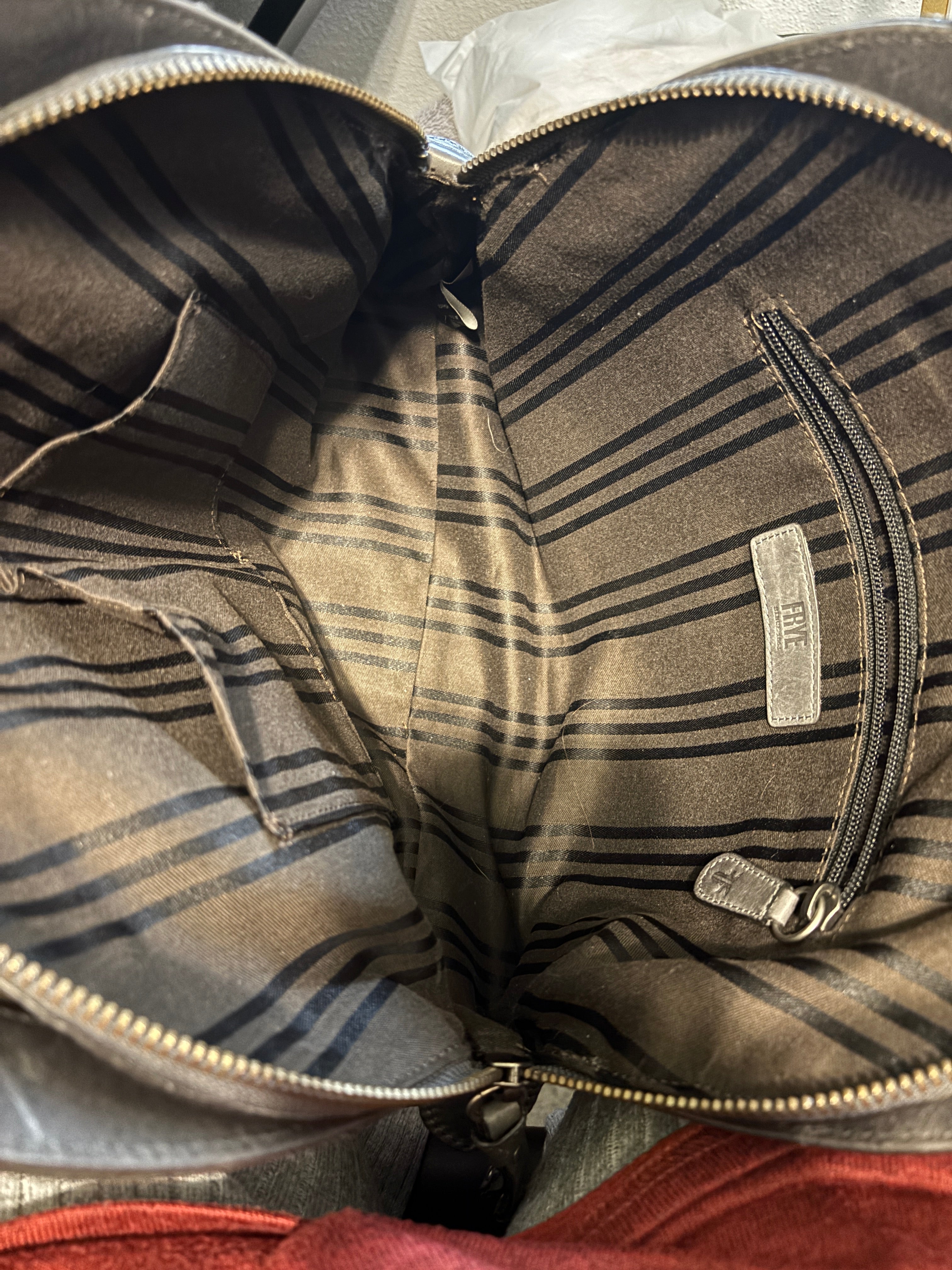 Frye Gray Distressed Leather Shoulder Bag