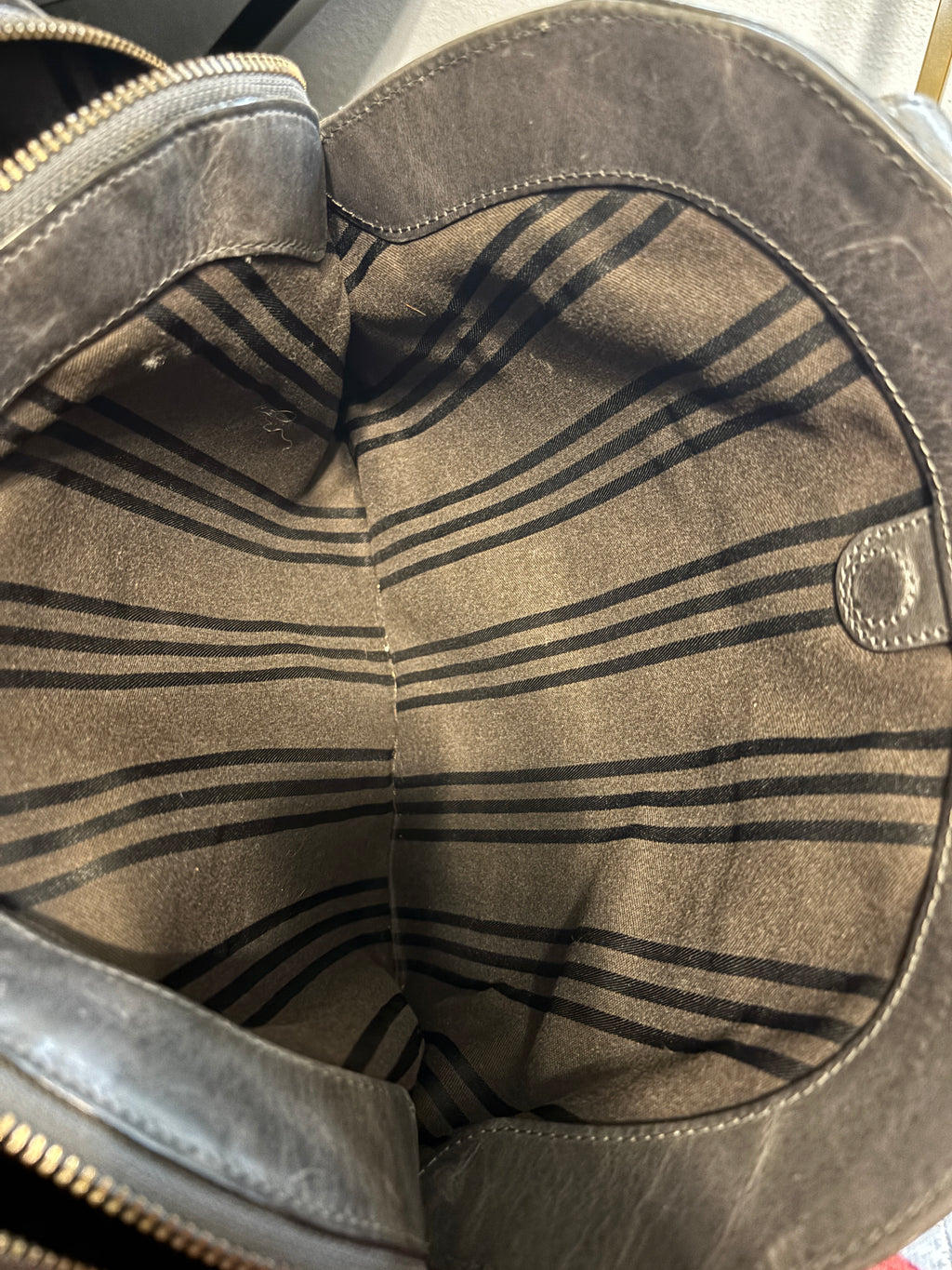 Frye Gray Distressed Leather Shoulder Bag