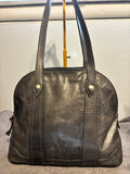 Frye Gray Distressed Leather Shoulder Bag