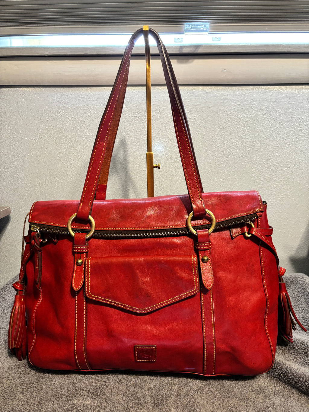 Dooney & Bourke Florentine Smith Bag Purple Red Leather Satchel