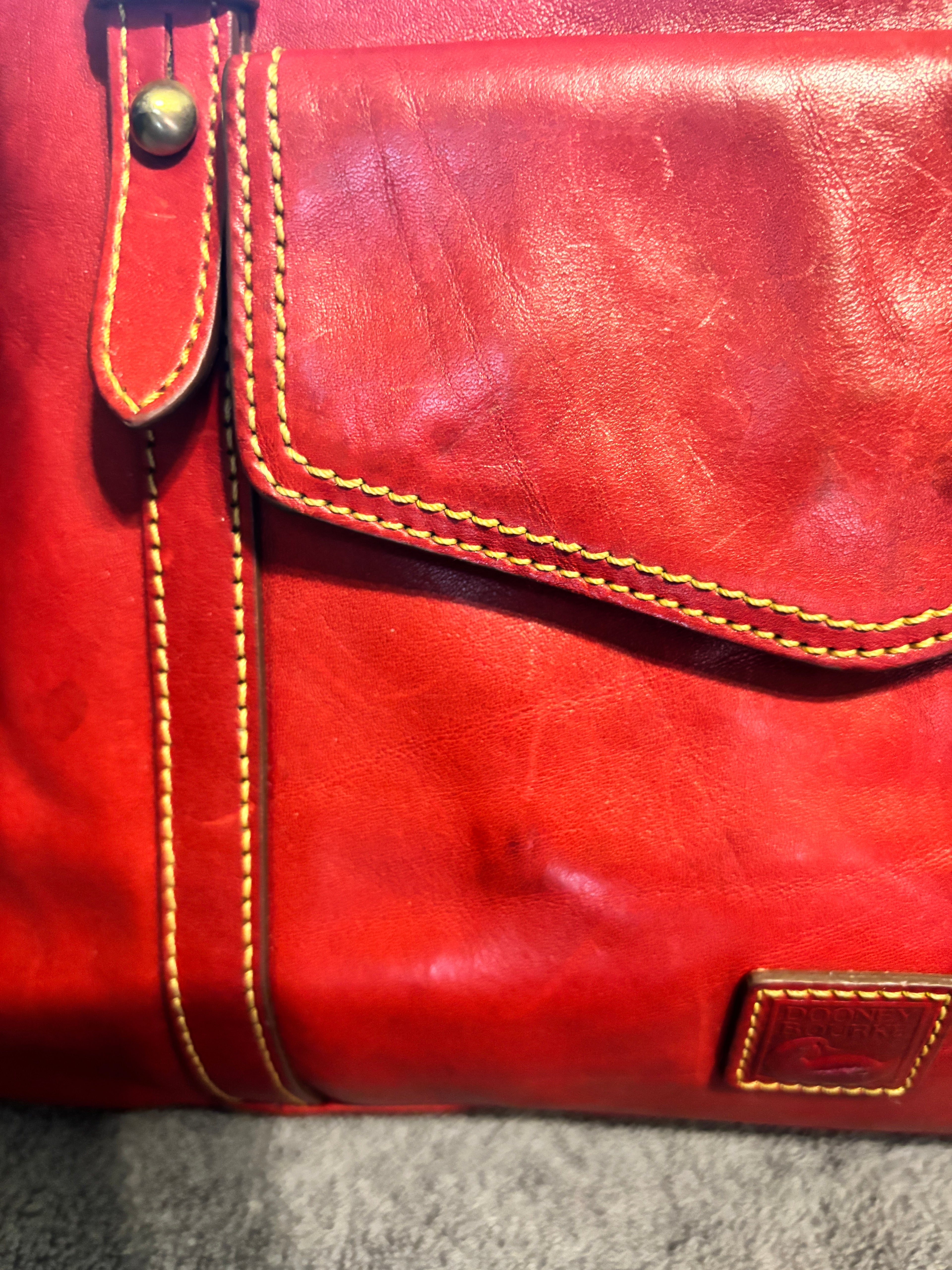 Dooney & Bourke Florentine Smith Bag Purple Red Leather Satchel