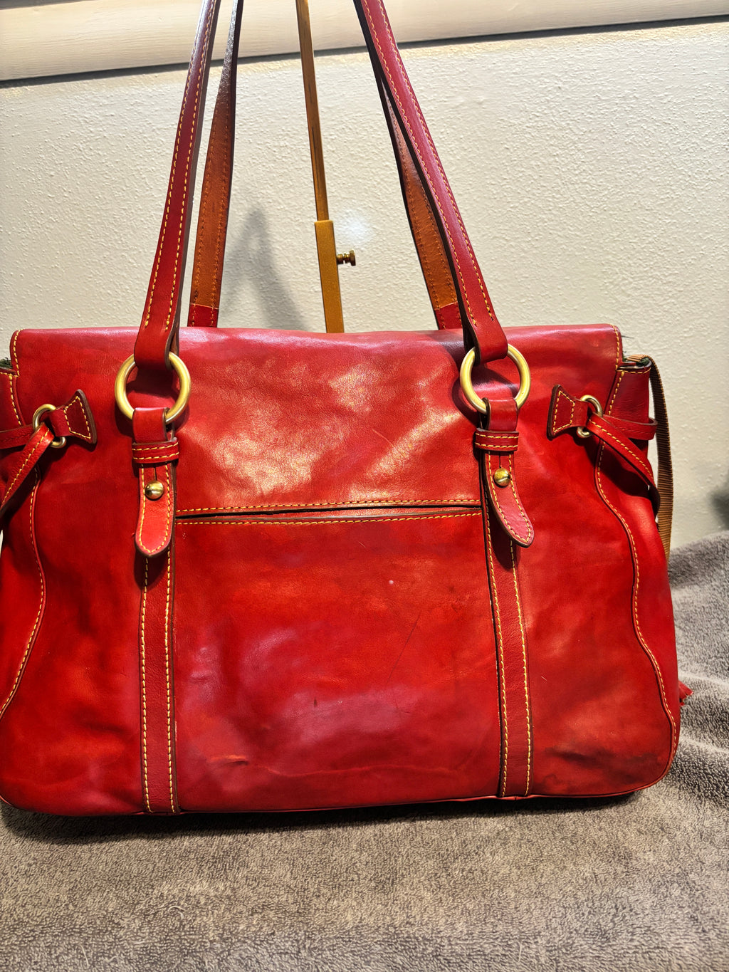 Dooney & Bourke Florentine Smith Bag Purple Red Leather Satchel