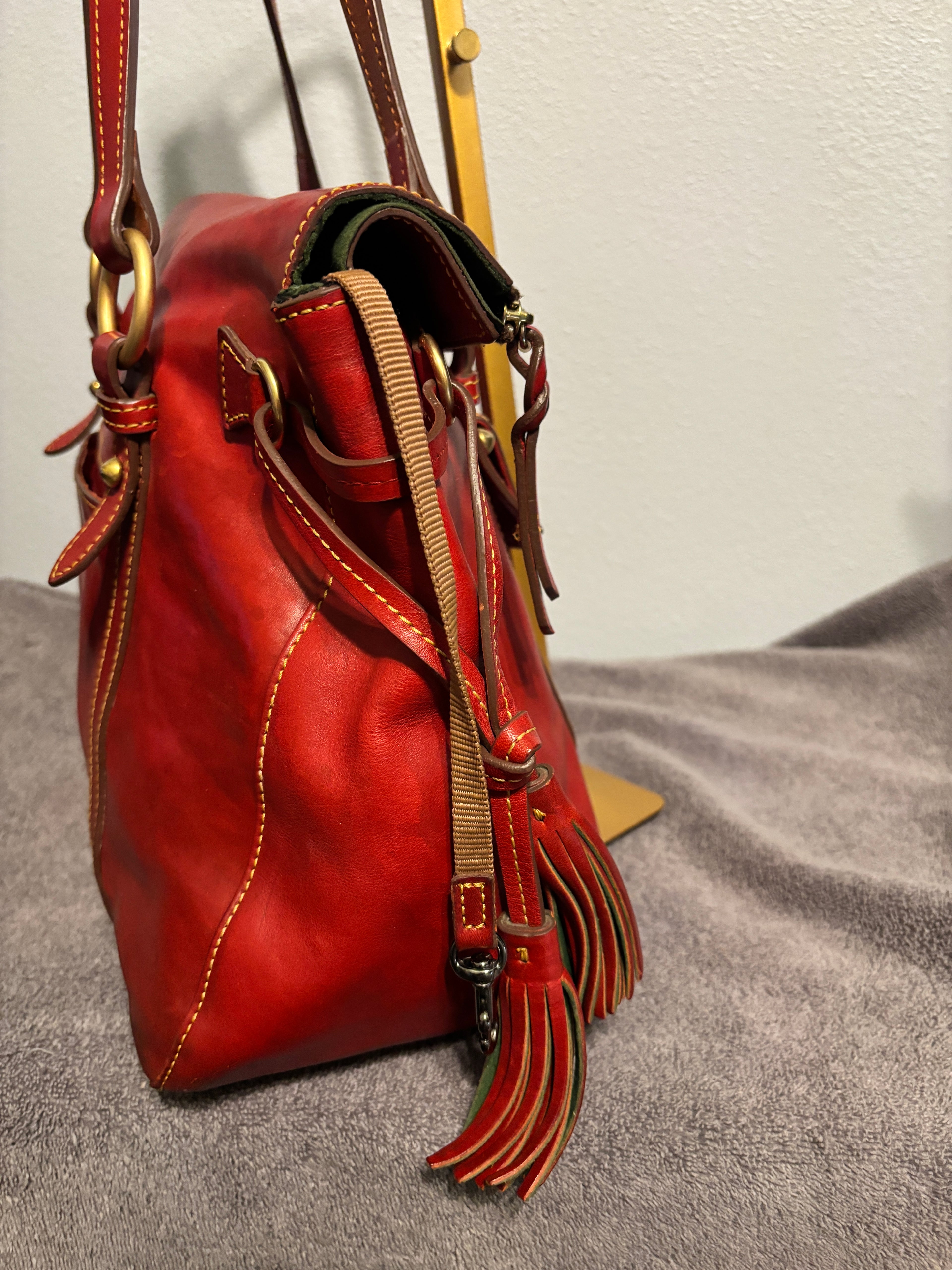 Dooney & Bourke Florentine Smith Bag Purple Red Leather Satchel