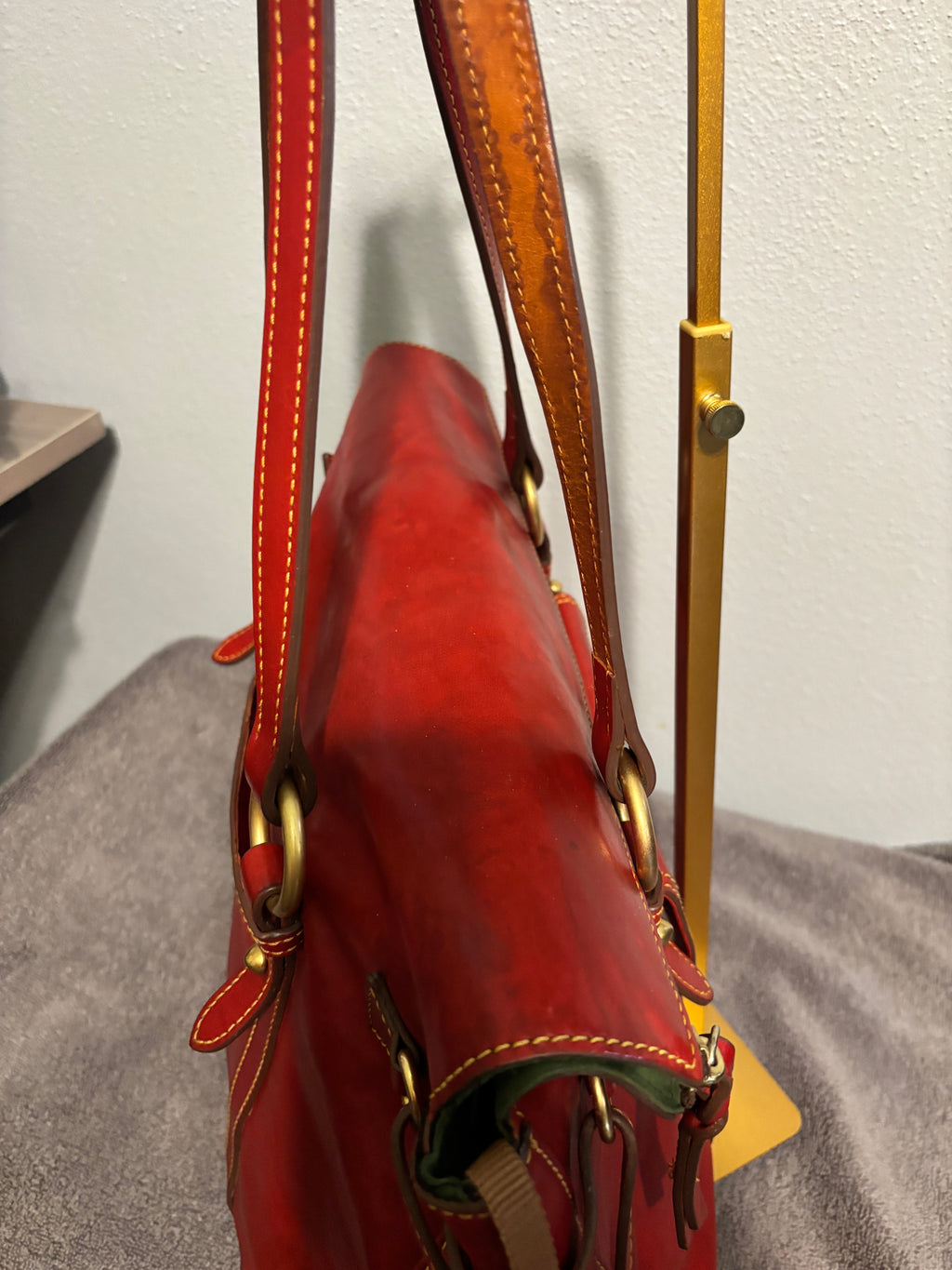 Dooney & Bourke Florentine Smith Bag Purple Red Leather Satchel