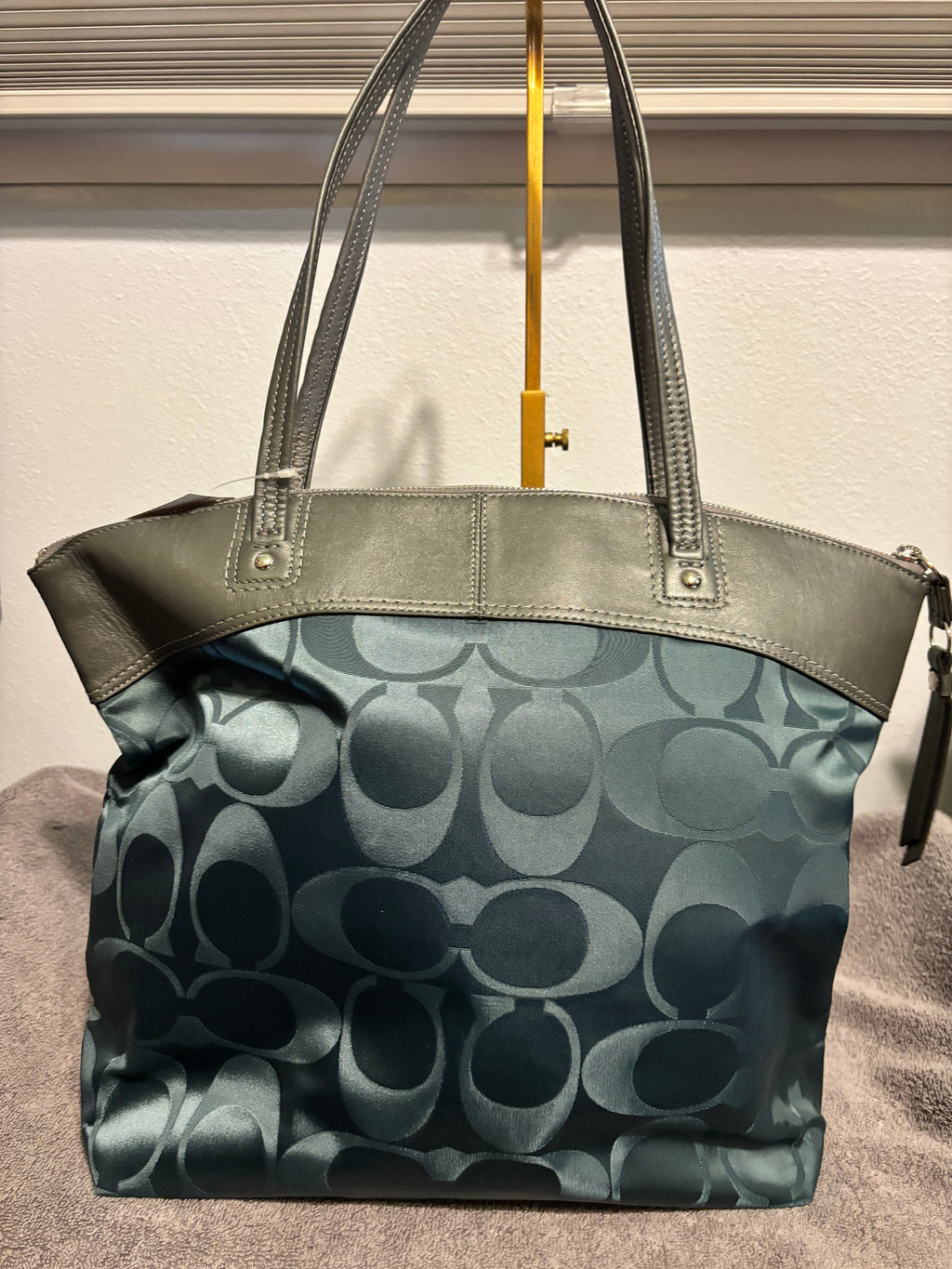 Coach Laura Nylon Teal Tote Bag F19440 New With Tags