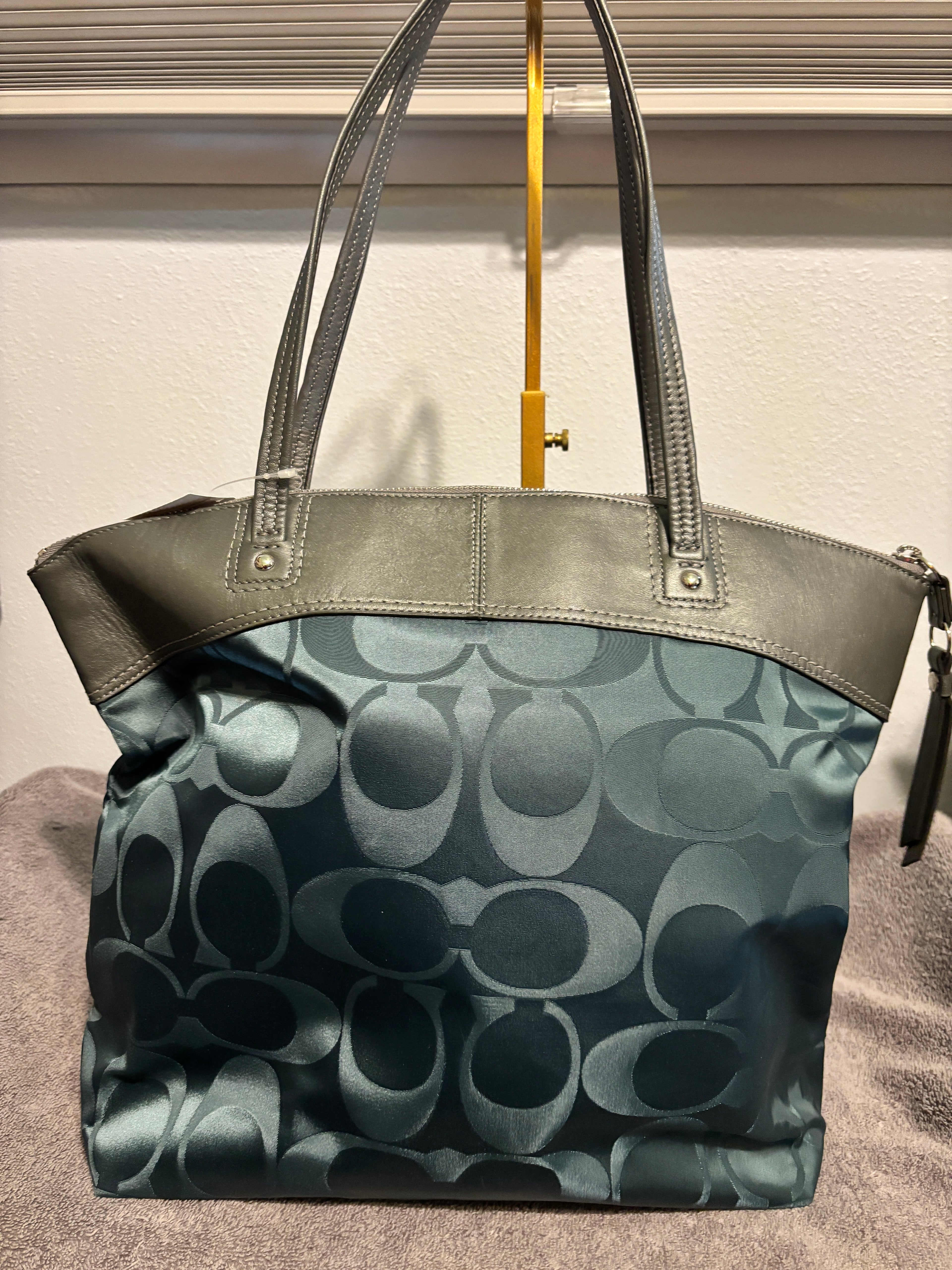 Coach Laura Nylon Teal Tote Bag F19440 New With Tags