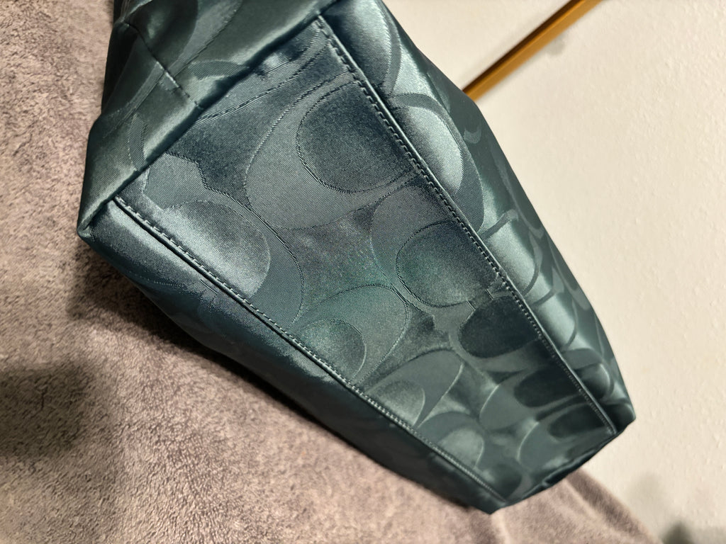 Coach Laura Nylon Teal Tote Bag F19440 New With Tags
