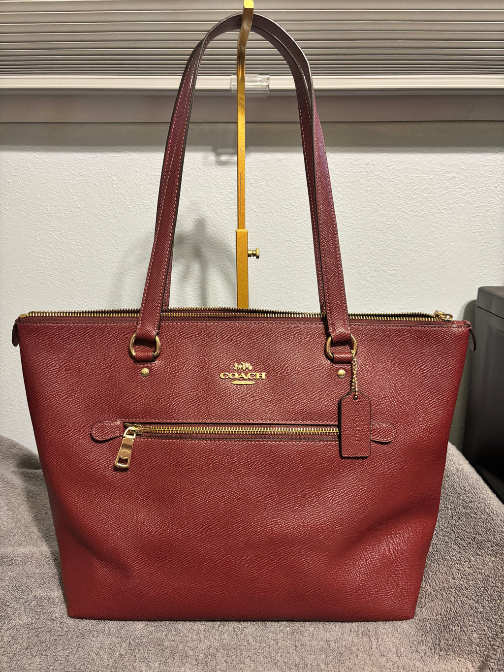 Coach East West Gallery Tote Boysenberry Leather Shoulder Bag